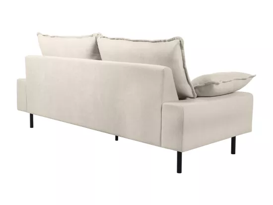 Canapé design 3 places en tissu effet velours beige et métal noir DORY