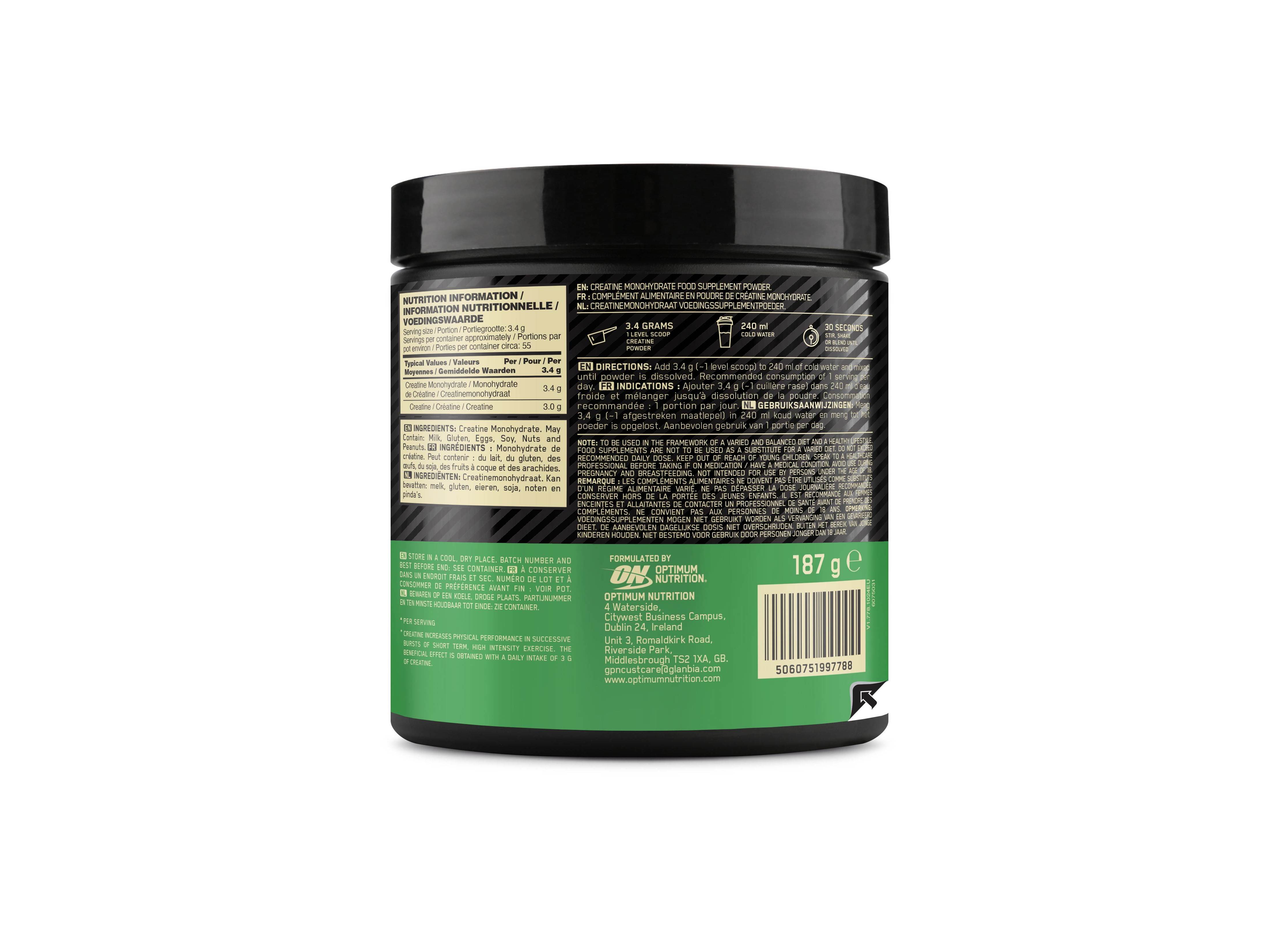 CREATINA MONOIDRATADA OPTIM NUT NEUTRO 187G