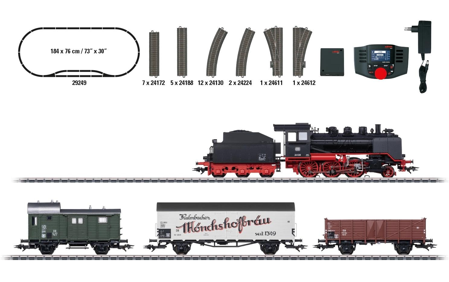 Startpackung Digital SP Nahgüterzug mit BR 24, III<br>Schlepptender-Lokomotive mit Geräuschfunktionen und LED-Beleuchtung