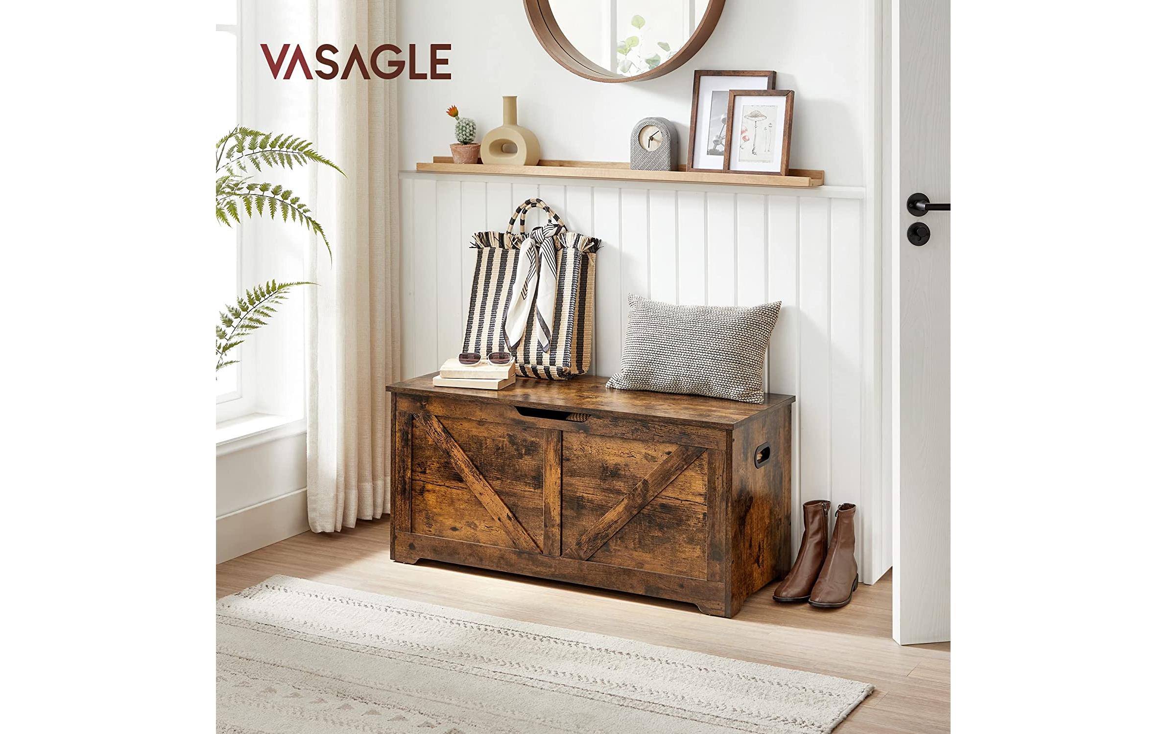 Sitztruhe 100 x 40 x 46 cm, VintagebraunSitzbank mit Stauraum