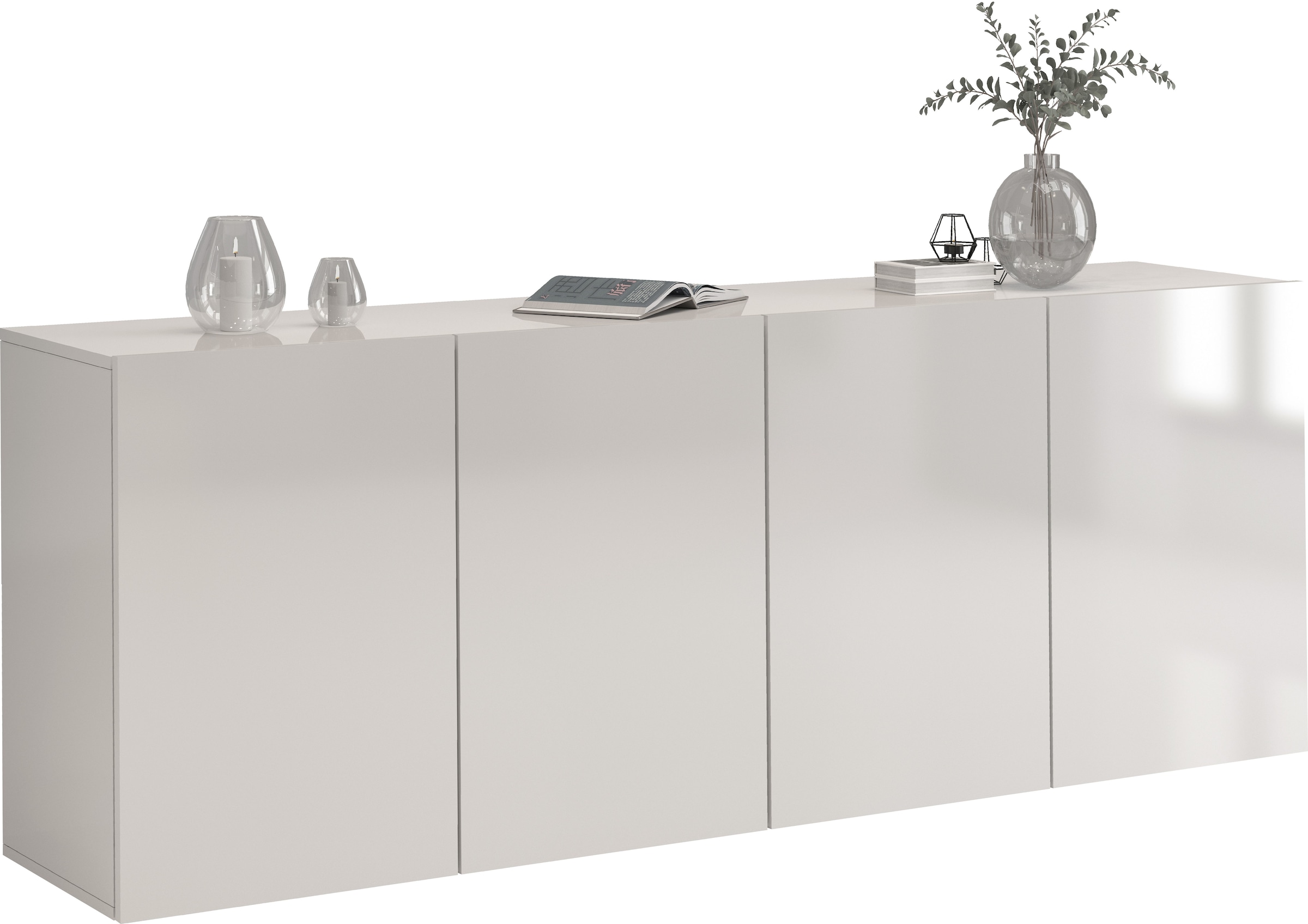 INOSIGN Sideboard »Egypt, Kommode, Schrank, Kredenz,  grifflos« 4 Türen, Fronten Hochglanz lackiert, Breite 180