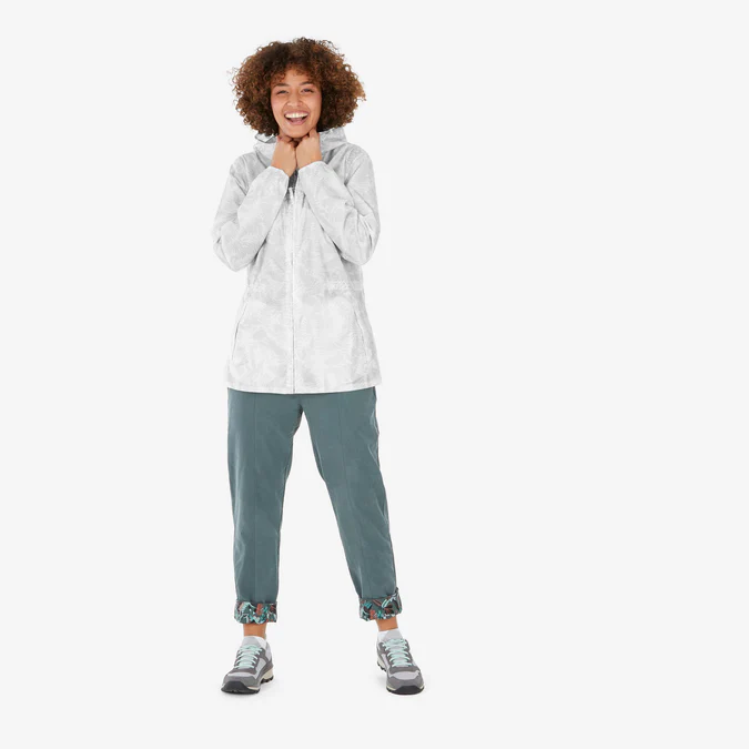 Decathlon Quechua - Jaqueta de chuva feminina Quechua Raincut com zíper frontal, à prova de vento e repelente à água.