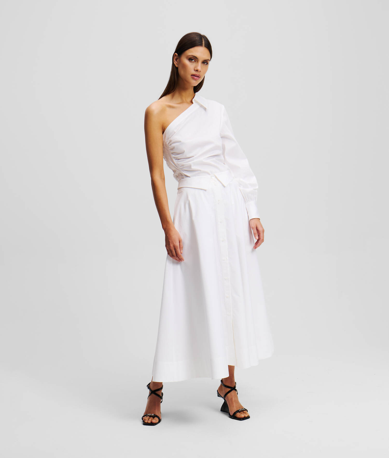 ROBE-CHEMISIER EN POPELINE - Blanc