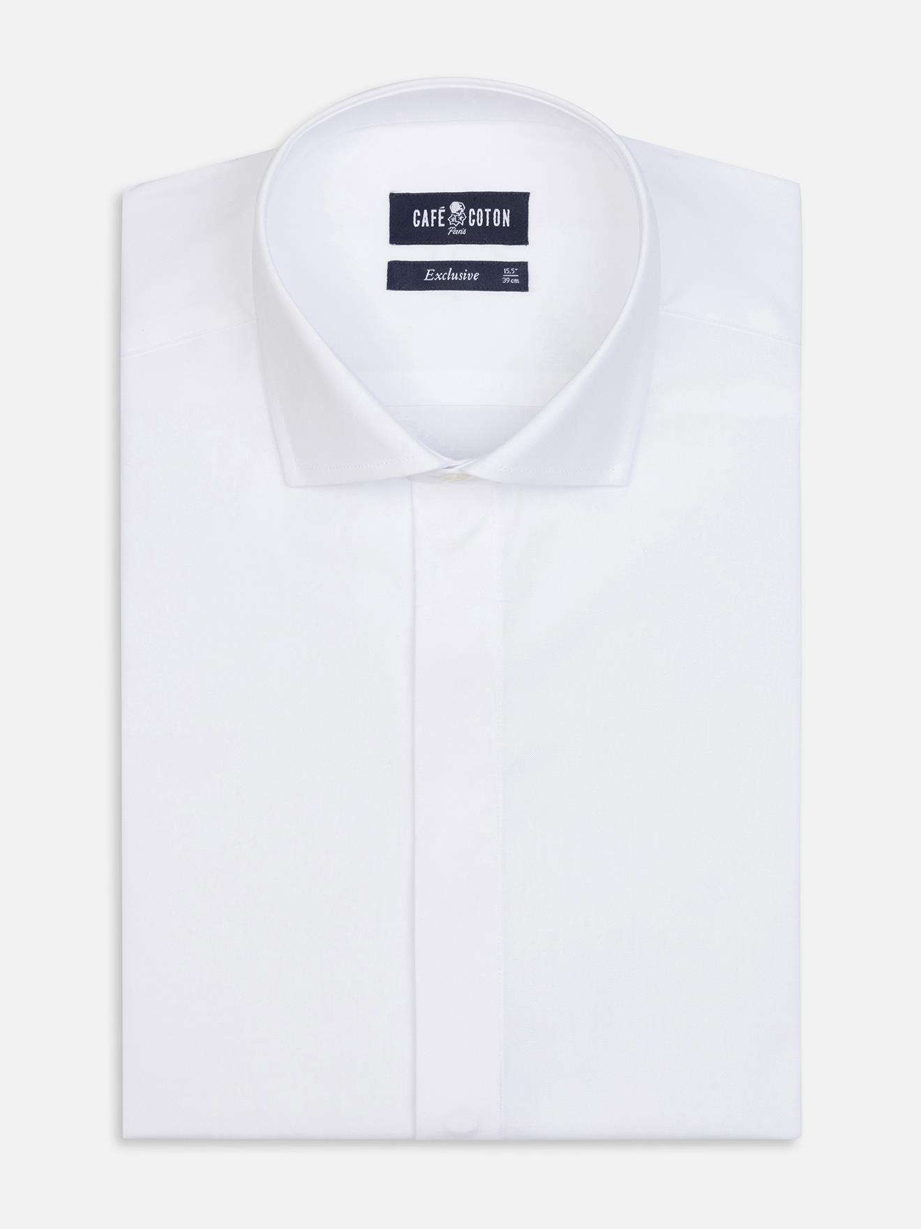 Chemise cintrée en pin point blanc - Gorge Cachée