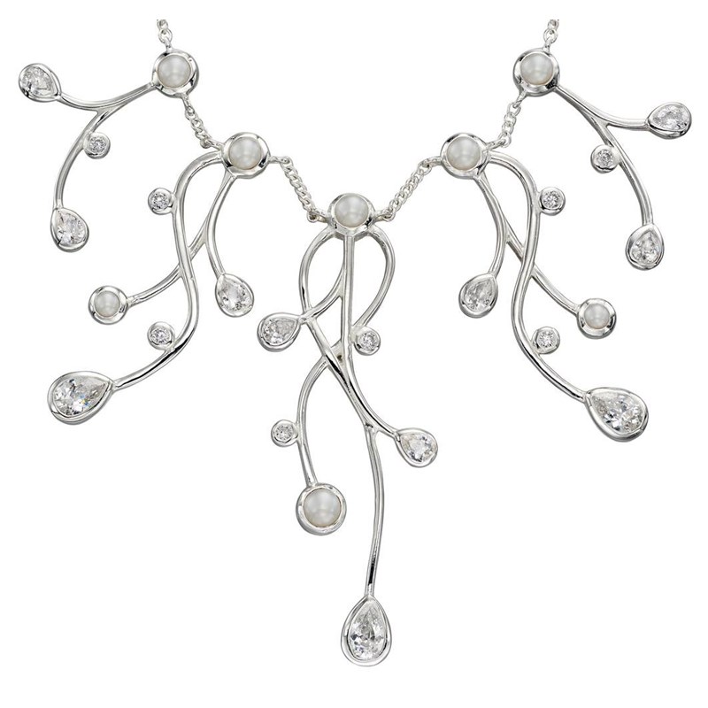 Collier perle et zirconia en argent 925/1000