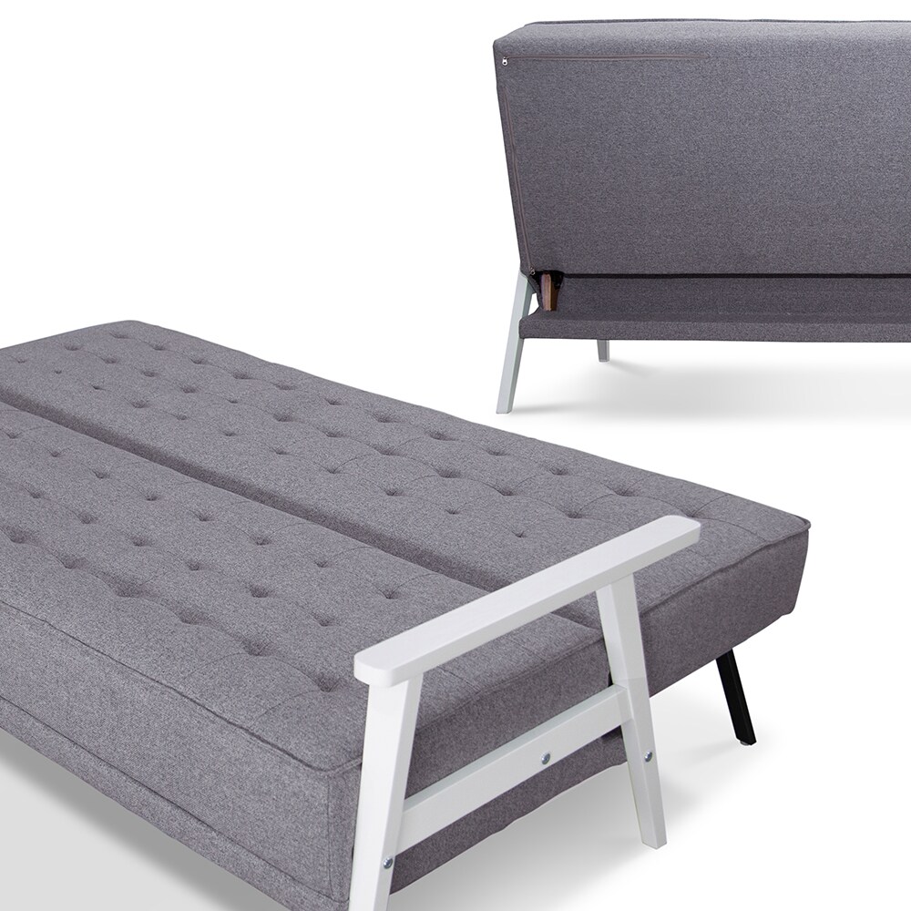 VitaliSpa Schlafsofa Dion mit Klappfunktion, Grau, moderne 3-Sitzer Gästecouch