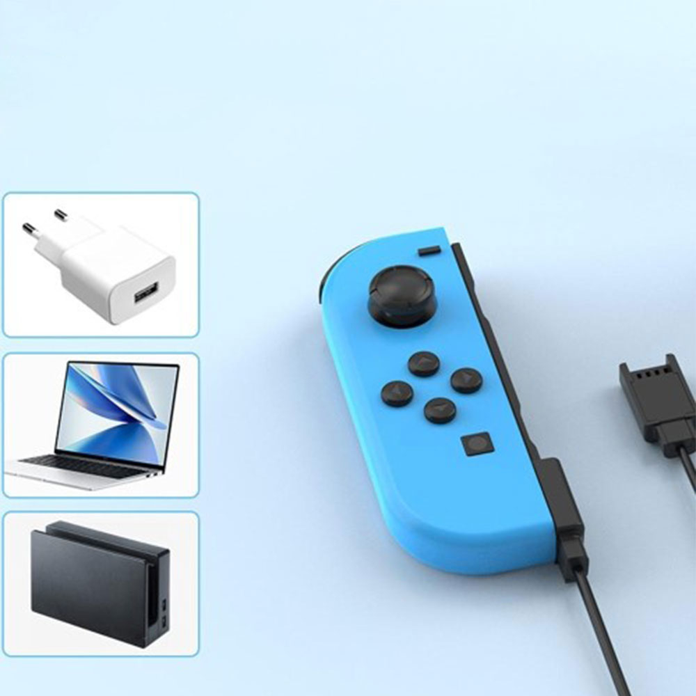 (2-fach) Dual Ladekabel Charging Cable für Nintendo Switch / OLED Controller Joycon - Schwarz