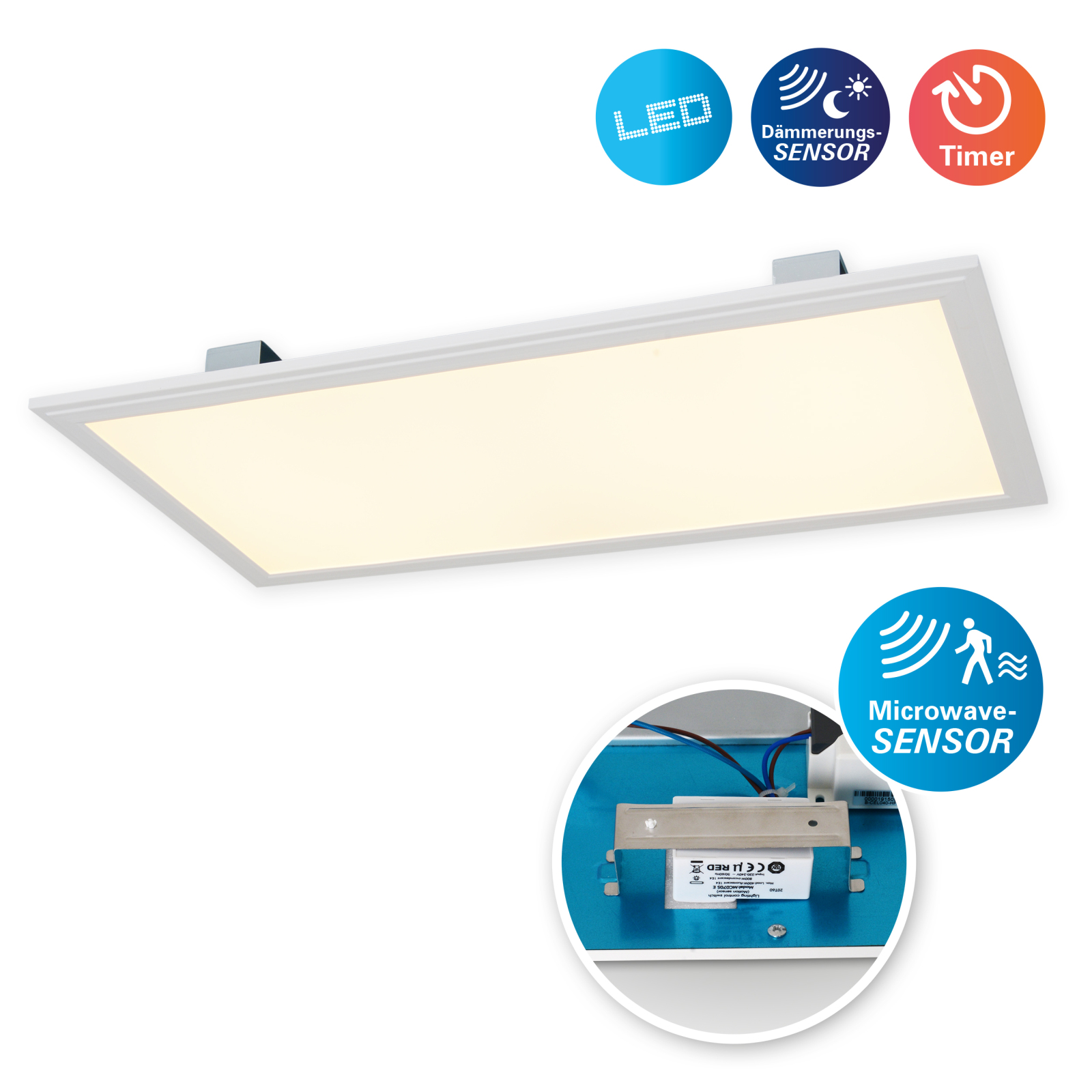 LED-Panelleuchte ALEGRE - weiß - Bewegungsmelder