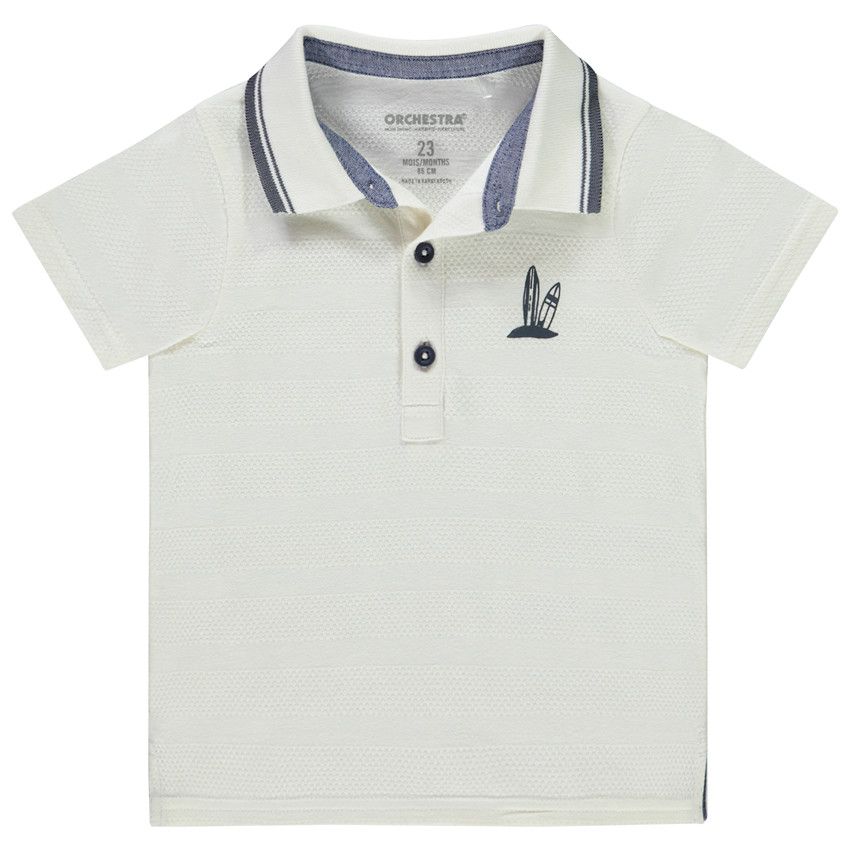 Polo manches courtes print fantaisie pour bébé garçon - Ecru