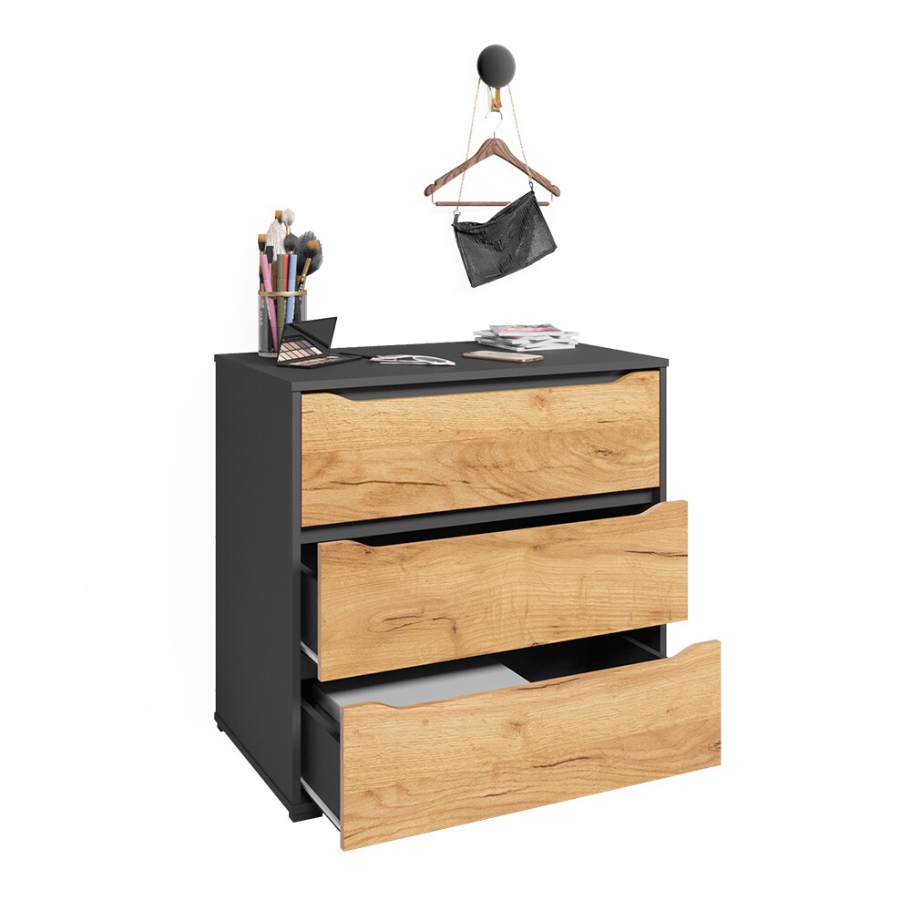 Vicco Kommode Ruben 80 x 78 cm Anthrazit Eiche Sideboard