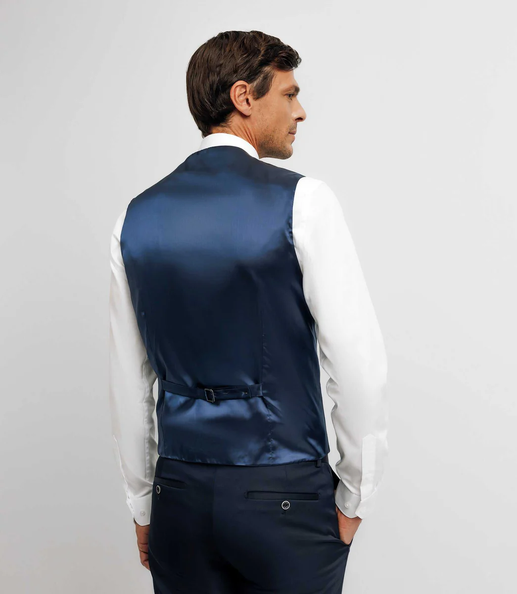 Gilet de costume tissu technique bleu marine