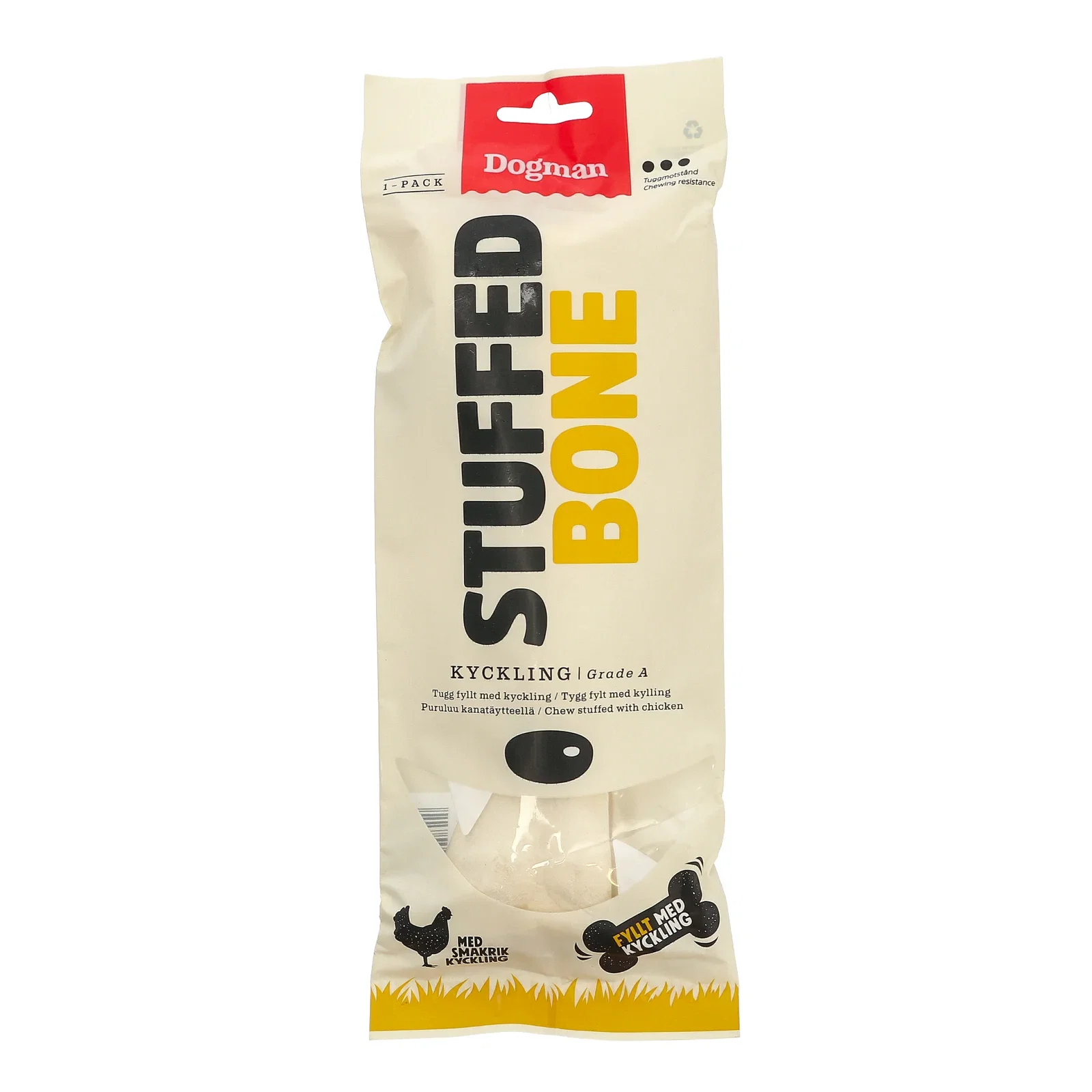 Dogman Presset tyggebein m/kylling, 20cm Lengde 20 cm