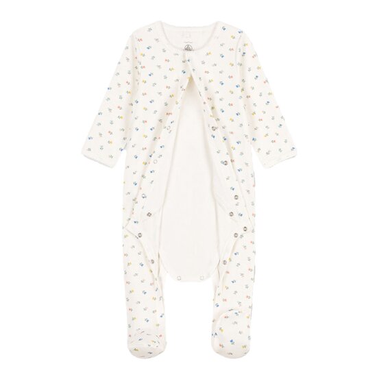Bodyjama fleurs en coton   Blanc Marshmallow/Blanc Multico        de               Petit Bateau