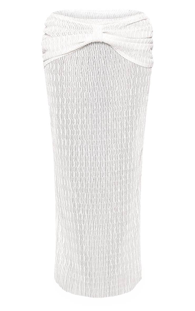 Crème Jupe Longue Drapée Texturée Coordonnée