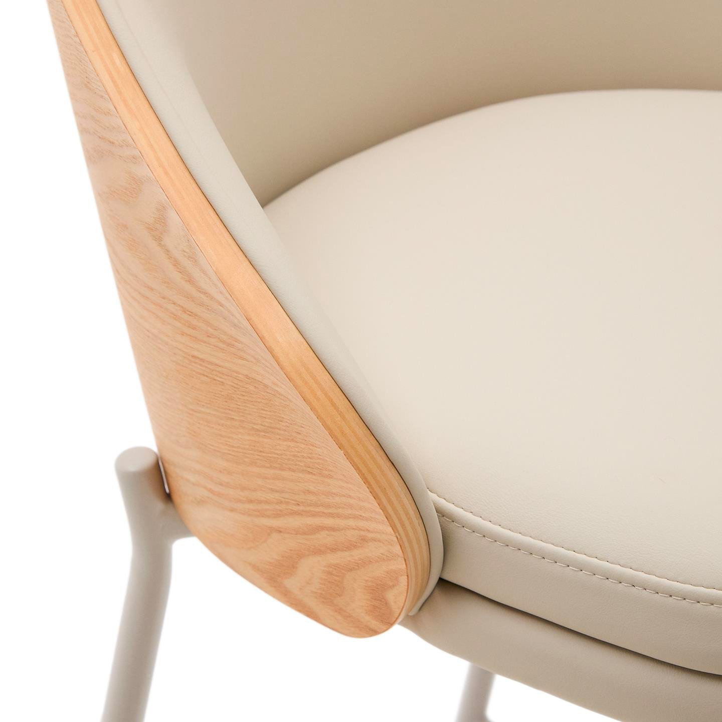 Kave Home Barhocker EAMY Kunstleder beige/natur/weiß