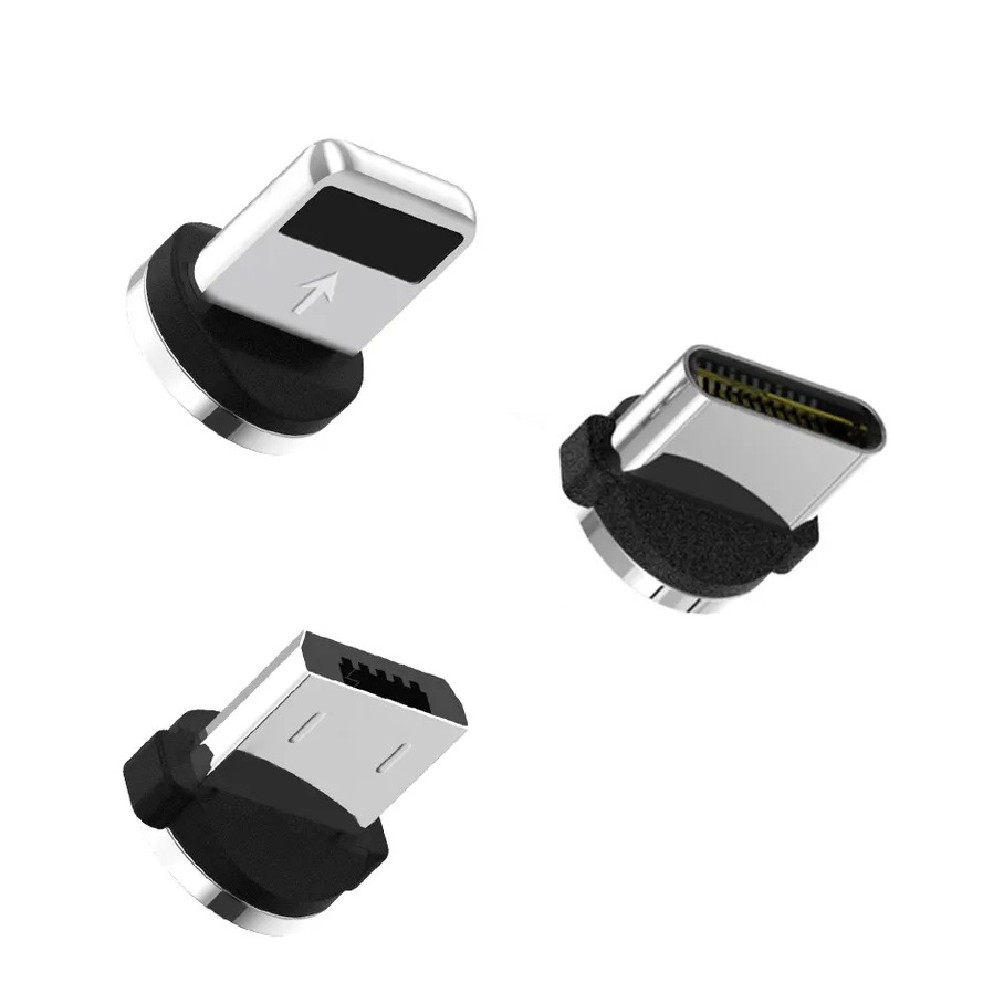 Magnetische USB C / Lightning / Micro USB Ladekabel Aufsätze (Passend für Artikel 49898 / 49872 / 49828 / 49844 / 49840 / 49789) - Silber