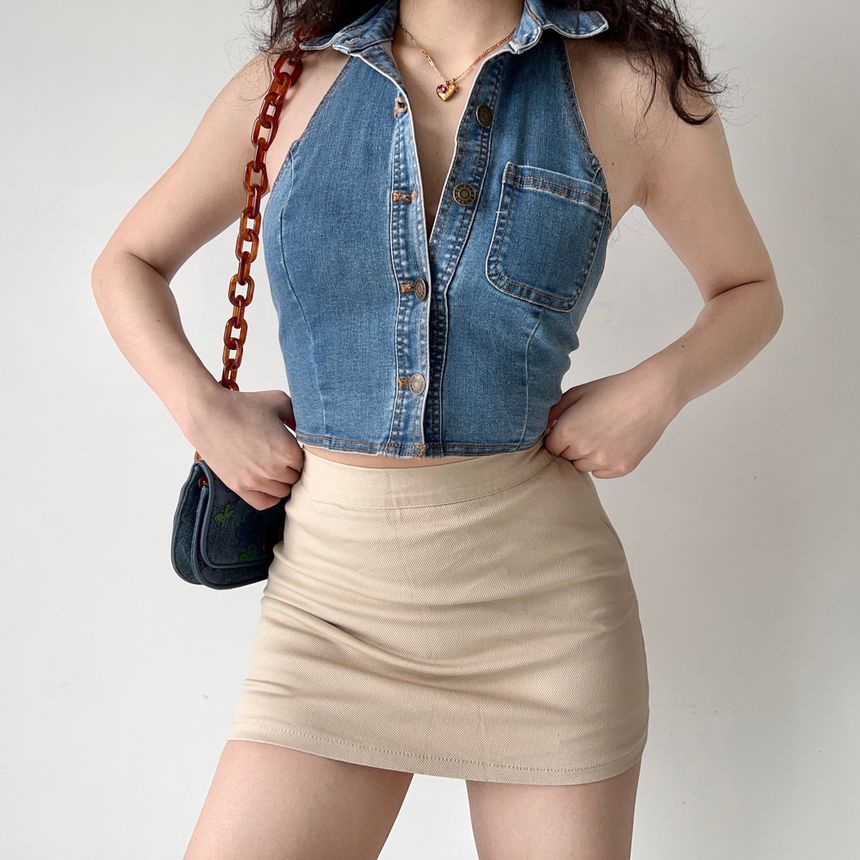 Sinora - Denim vest met knoopjes