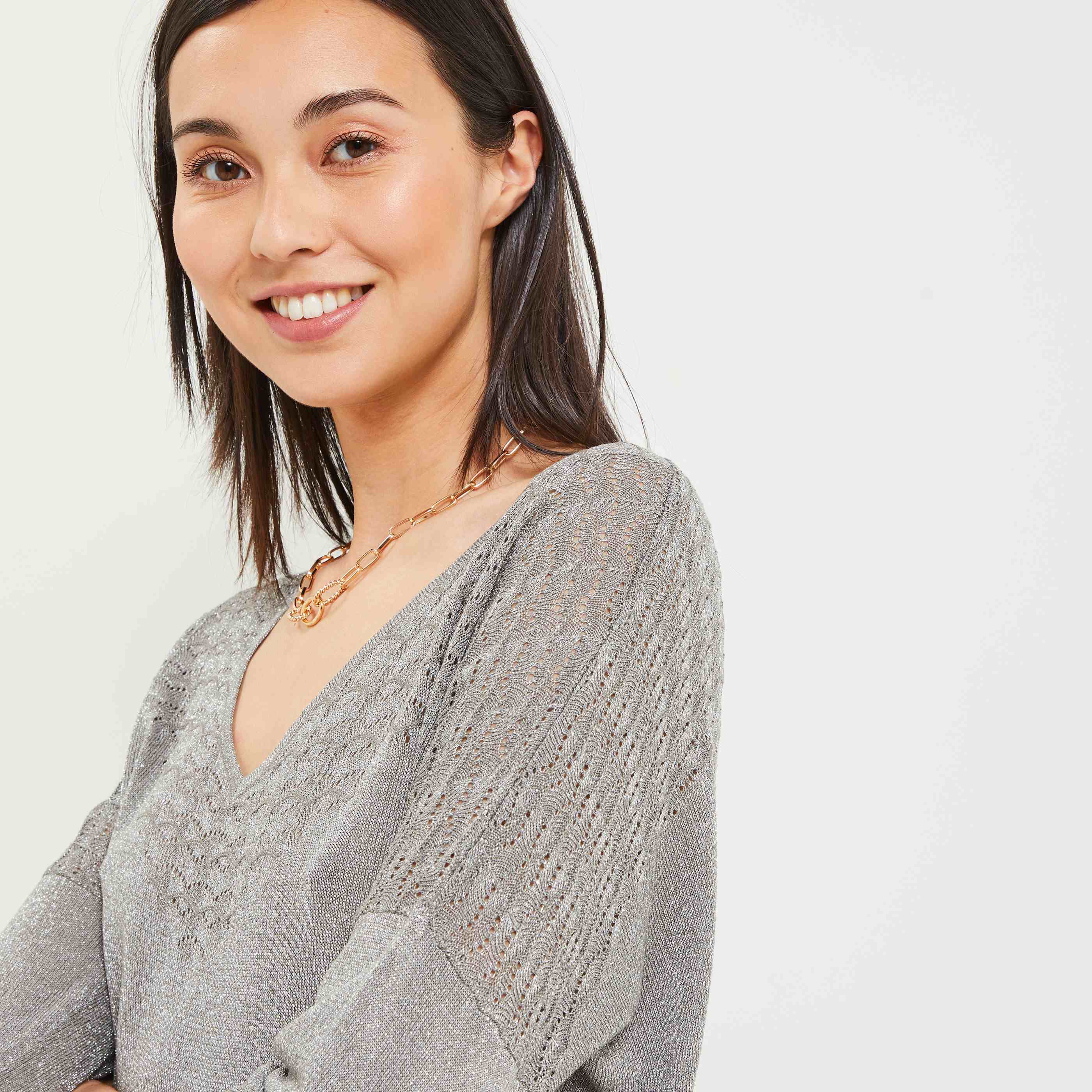 Pull fantaisie femme - KAKI
