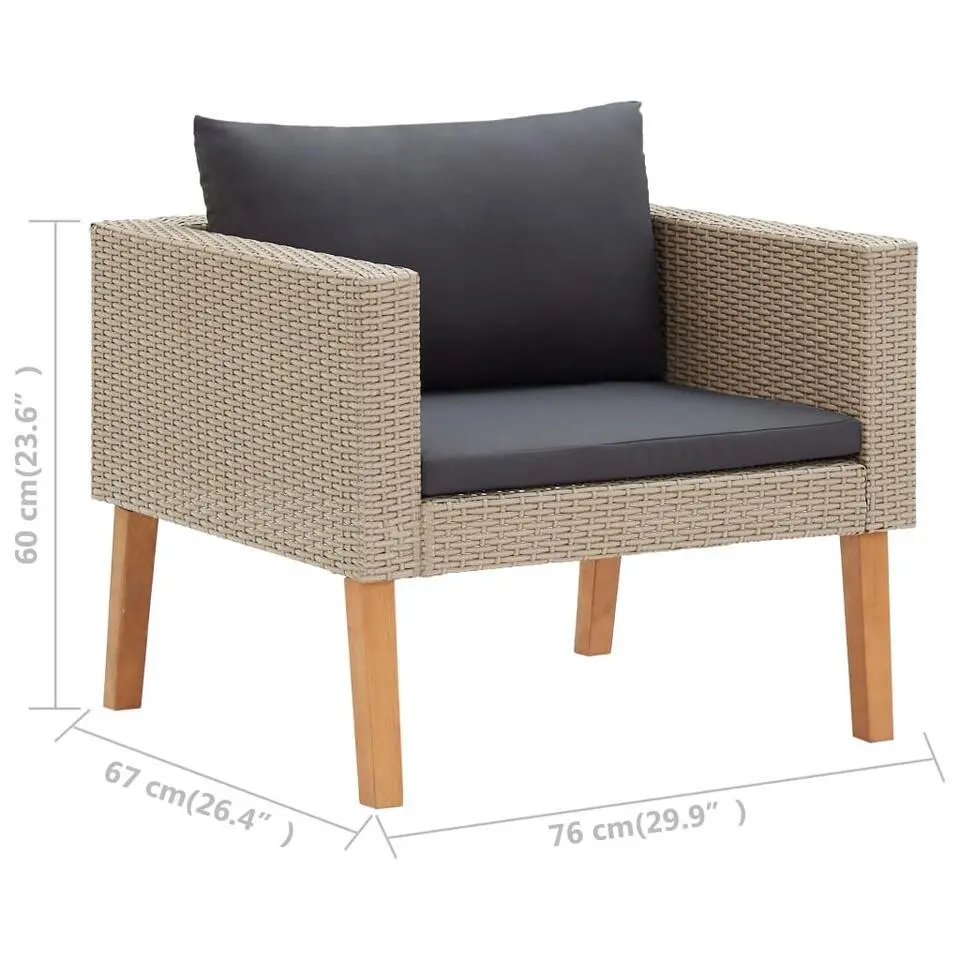 vidaXL - Tuinfauteuils - Beige - Poly rattan
