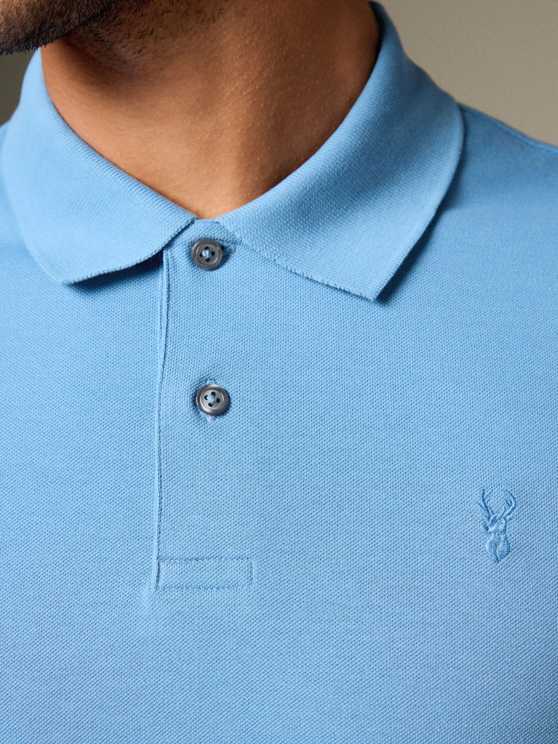 Blauw - Normale Pasvorm - Long-Sleeve Pique Polo Shirt