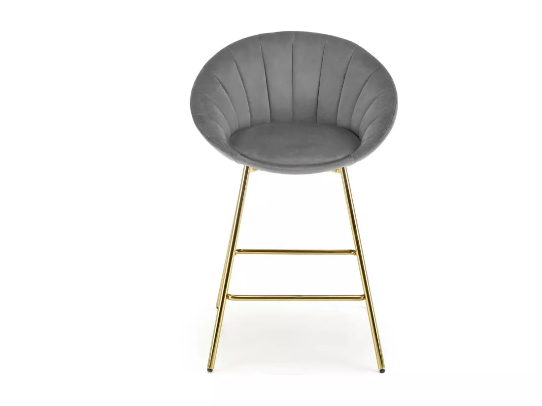 Chaise de bar en velours gris avec structure dorée en métal Anaïs