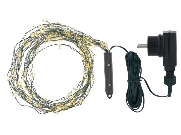 Sirius Trille Stjernelyskæde - 125 LED - Klar/Grøn