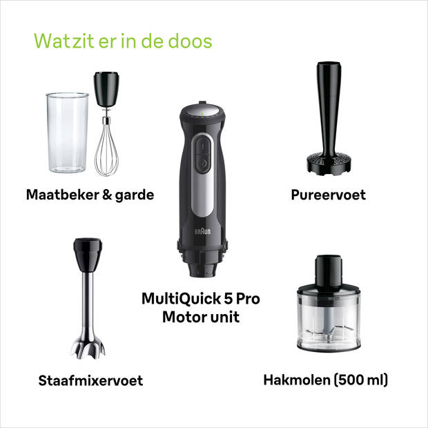 Braun MultiQuick 5 Pro MQ55.307M - Staafmixer - hakmolen - garde - pureervoet
