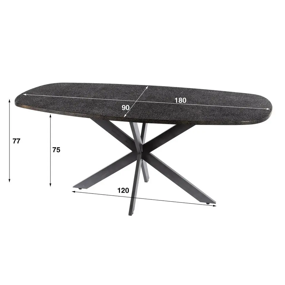 Eettafel Grijs Staal - 180x90x77cm - Metallic