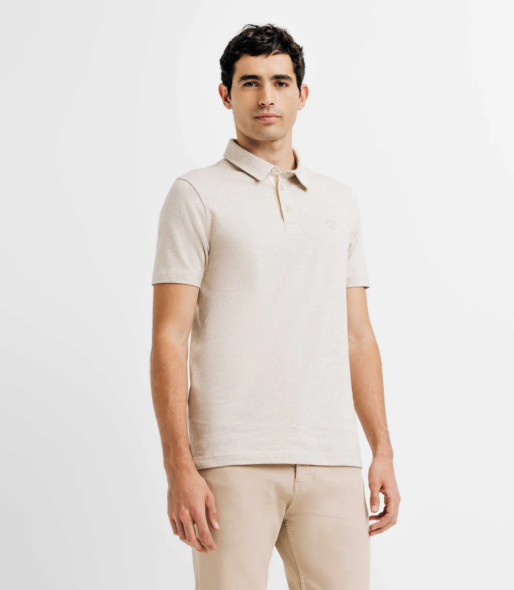 Polo avec col boutonné écru