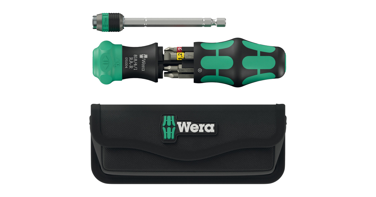 WeraKraftform Kompakt 26 RA-R met etui, 6‑delig bitset  (Zwart/groen)