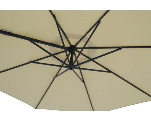Soluna zweefparasol, Beaujeu parasol, Ø 300 cm, H 248 cm, rond, ecru