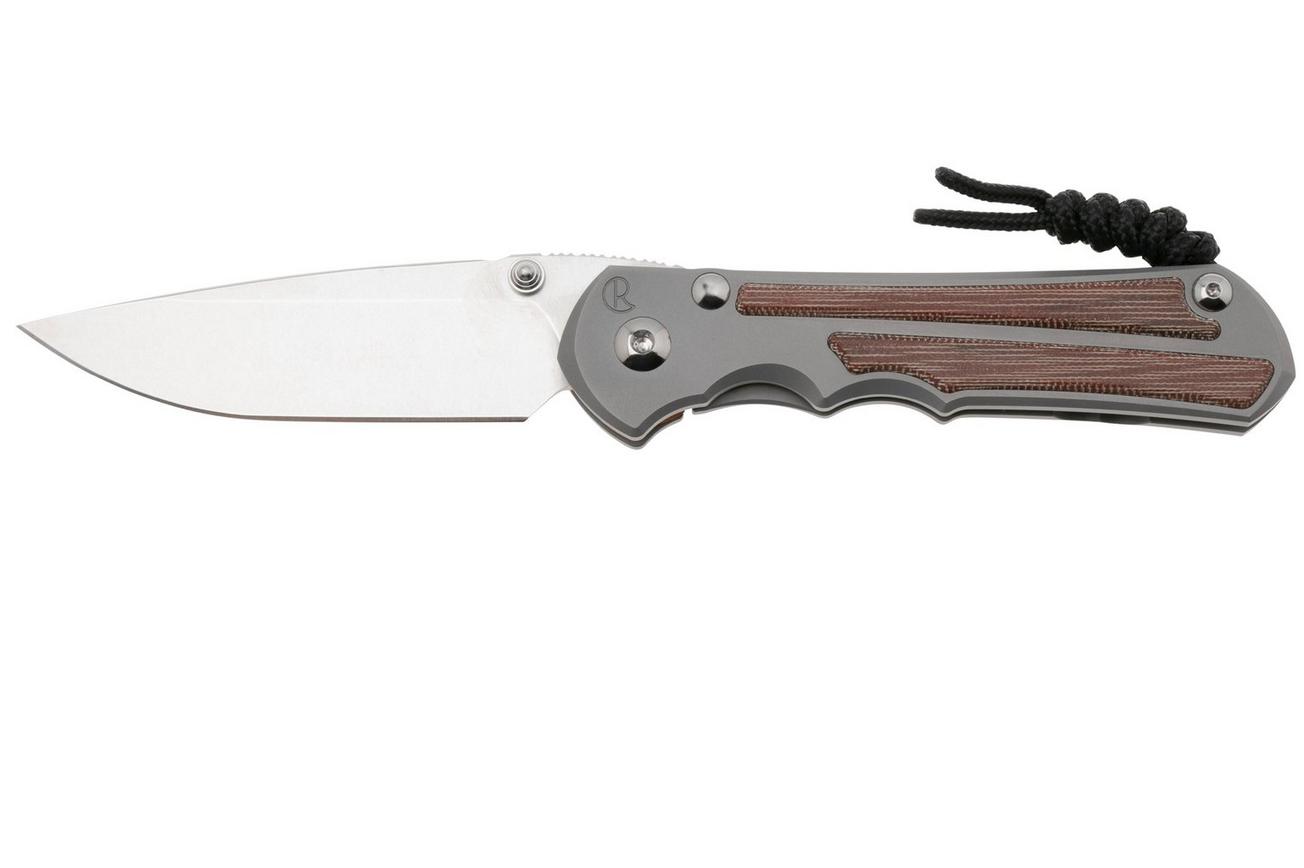 Chris Reeve Large Inkosi LIN-1118 Glass Blasted Natural Canvas Micarta Inlay Drop Point, zakmes