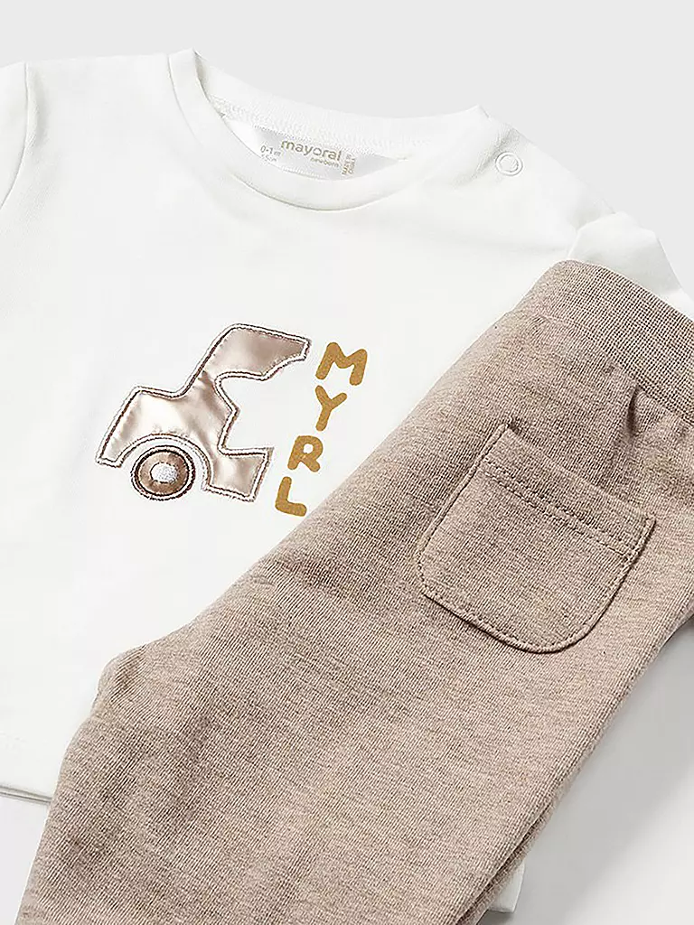 MAYORAL Baby Set 3-teilig Sweatjacke, Langarmshirt und Hose beige