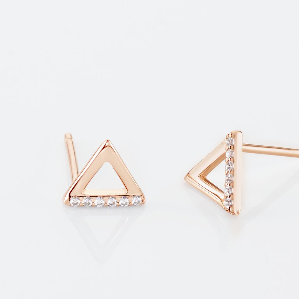 Boucles D'oreilles Puces Lorena Argent Rose Oxyde De Zirconium