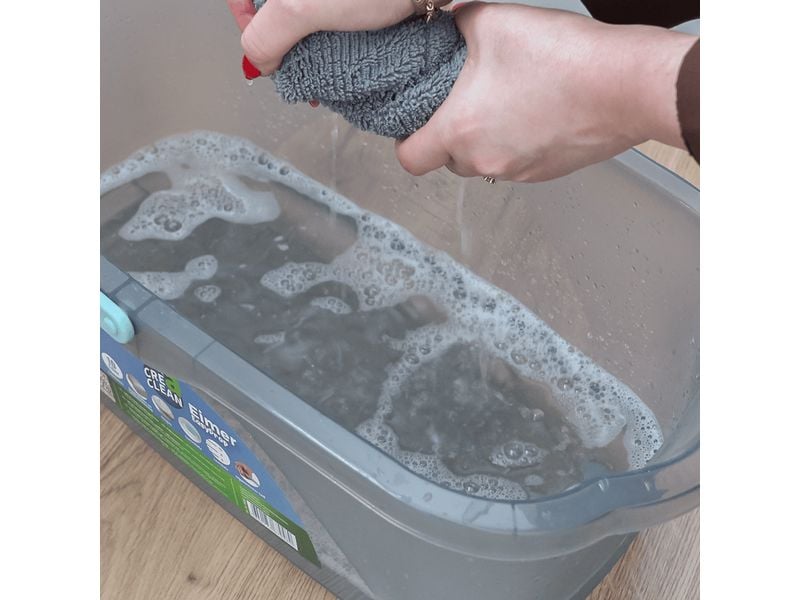 CreaClean Wischmopp CrystalMop Bodenwischer mit Teleskopstiel und Wischbezug