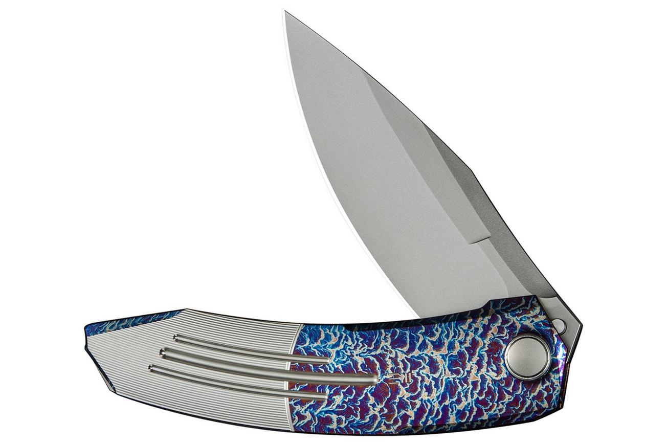 WE Knife Sine WE23069B-4 Bead Blasted M390, Wave Flamed Titanium, zakmes