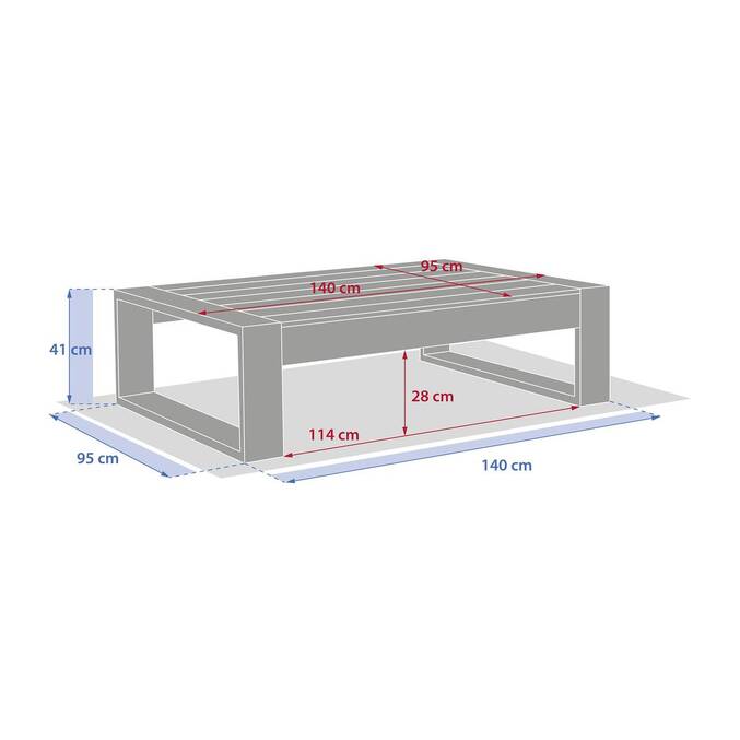 Table basse de jardin rectangulaire LOEVO Eucalyptus