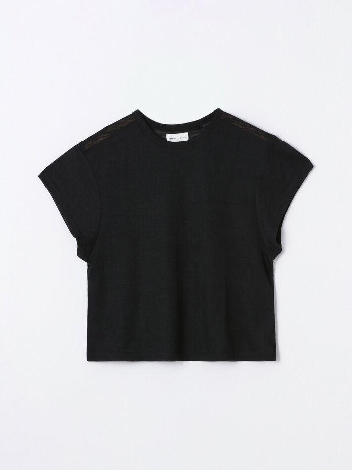 Camiseta com efeito linho - Preta