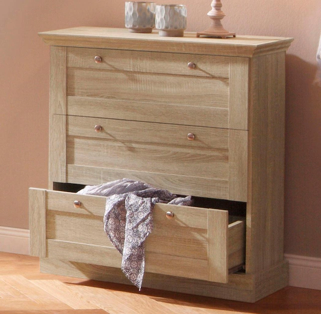Home affaire Schubkastenkommode »Binz« mit schönen Metallgriffen, 3 Schubladen, Breite 75 cm