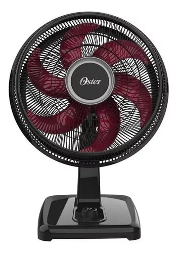 Ventilador de mesa e parede Oster Power Fresh 2 en 1 OVTR481 preto com 6 p&aacute;s cor  vermelho, 40 cm de di&acirc;metro 127 V