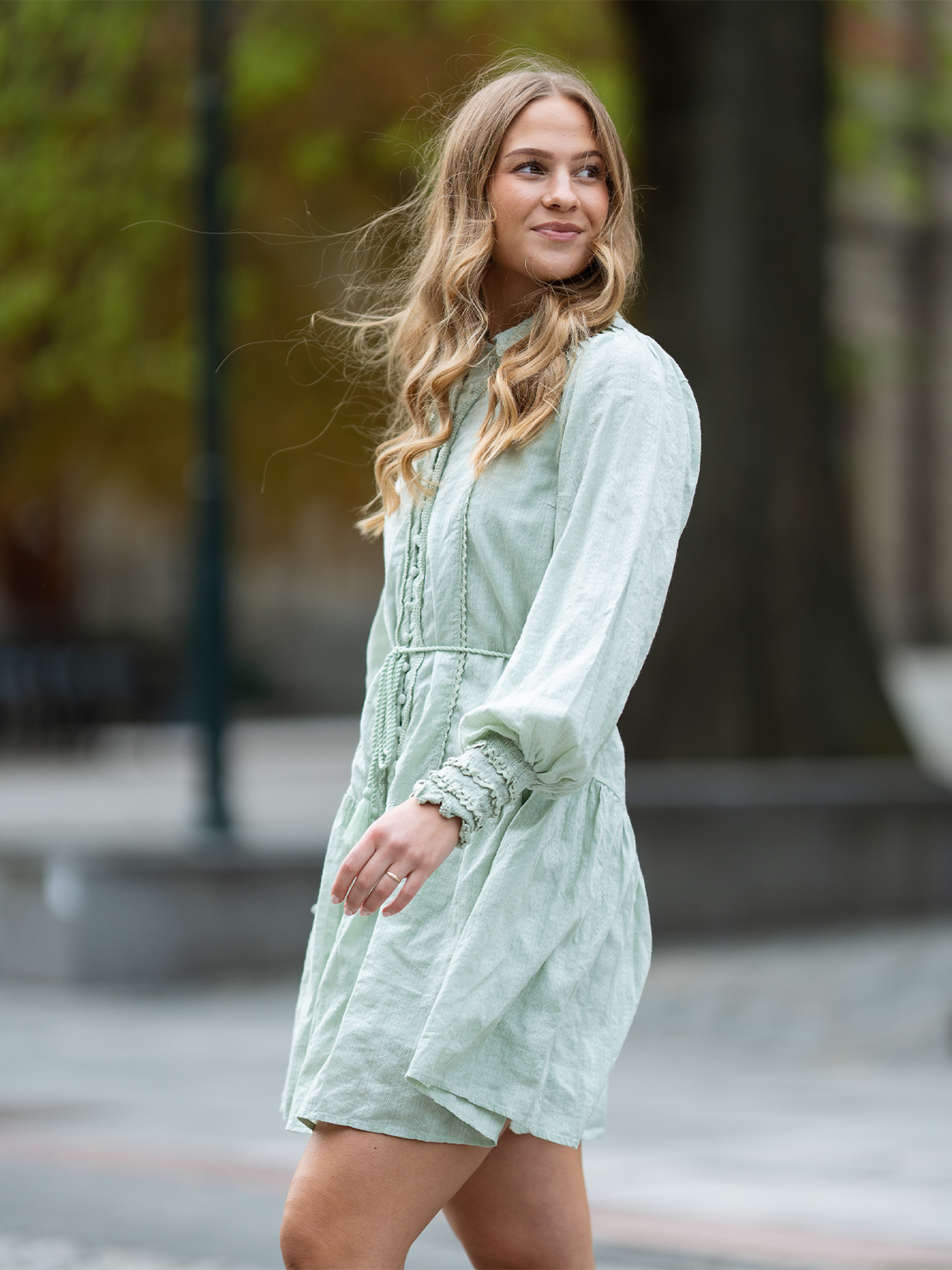 Somellie Long Sleeve Shirt Dress