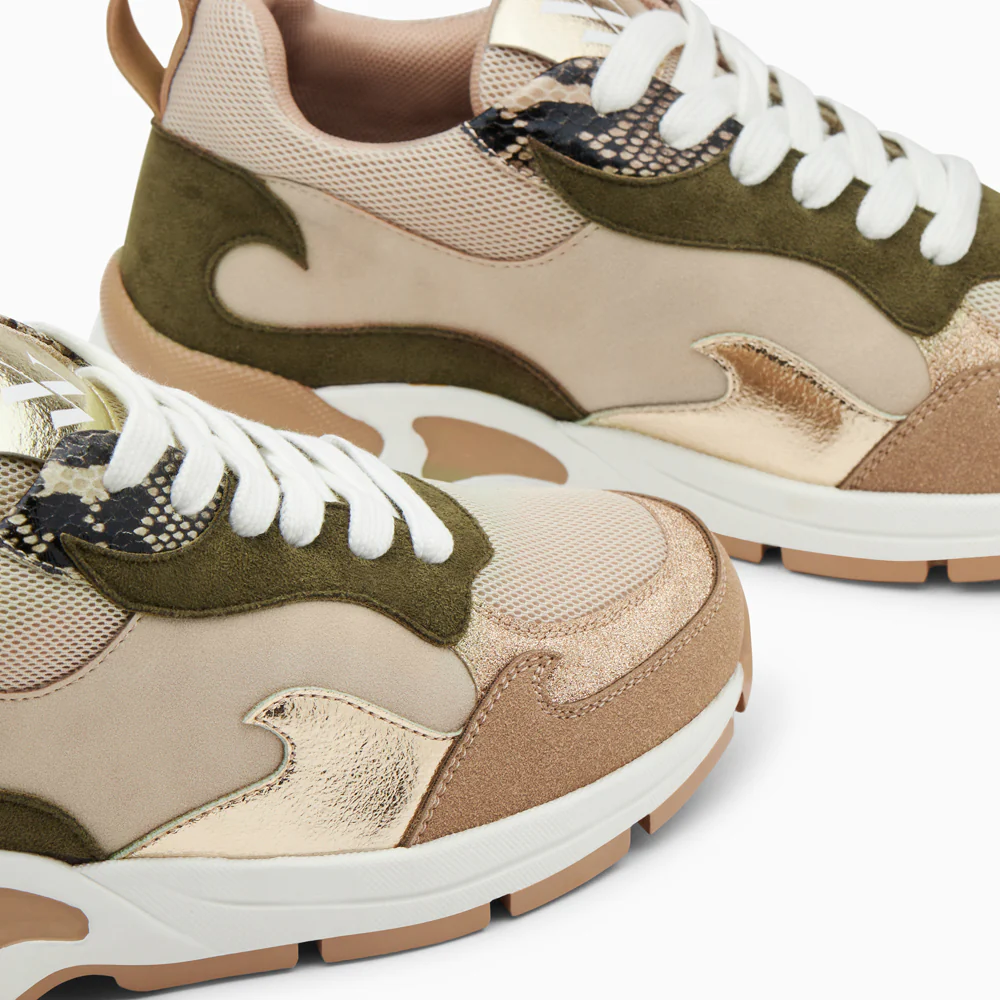 Sneakers-Baskets flamme Arya beige et kaki
