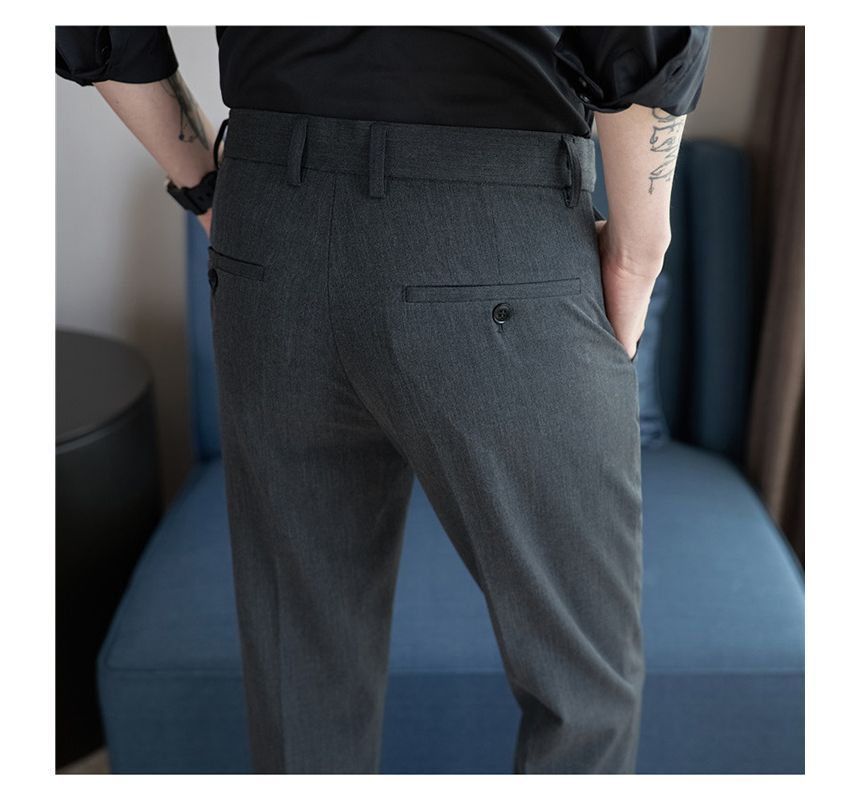 Deepwood - Mid Rise Plain Cropped Tapered Dress Pants