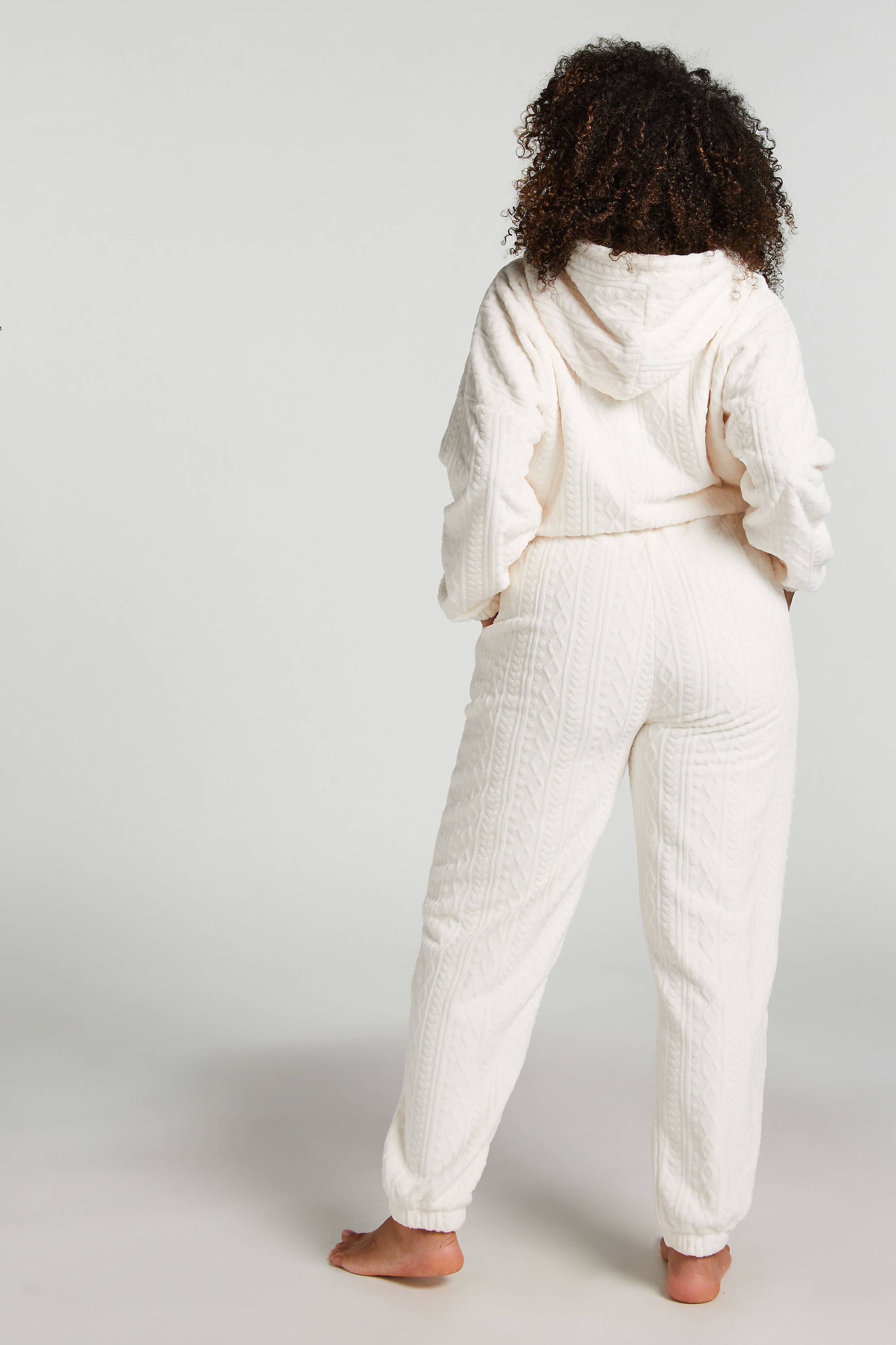 Hunkemöller fleece onesie met capuchon en ritssluiting wit