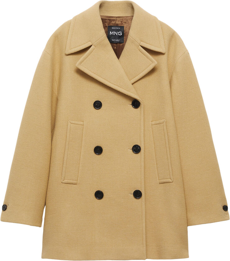 MANGO Double breasted virgin wool coat Medium brown