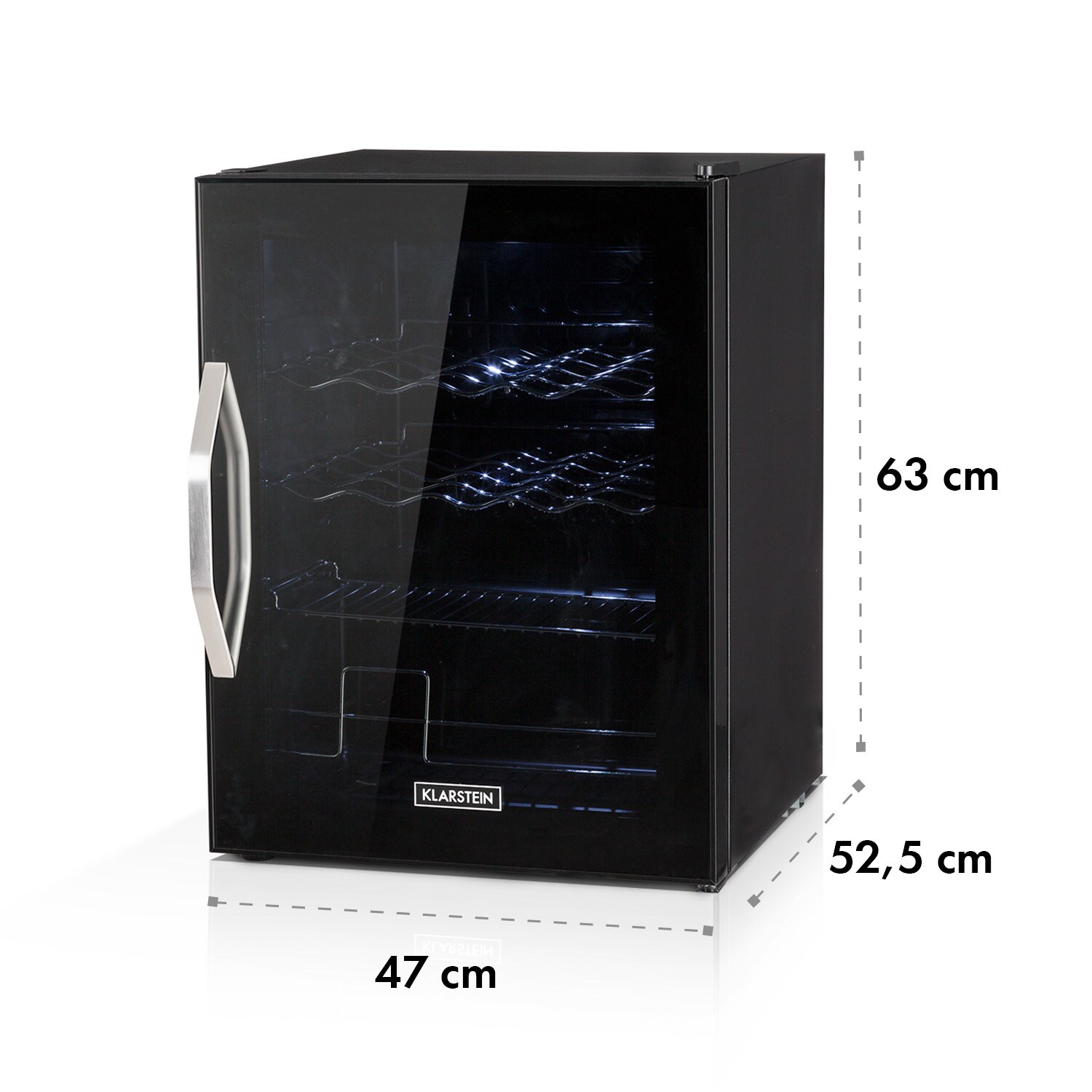 Beersafe XL Onyx Kühlschrank 60 Liter 4 Böden Panoramaglastür 60 Liter