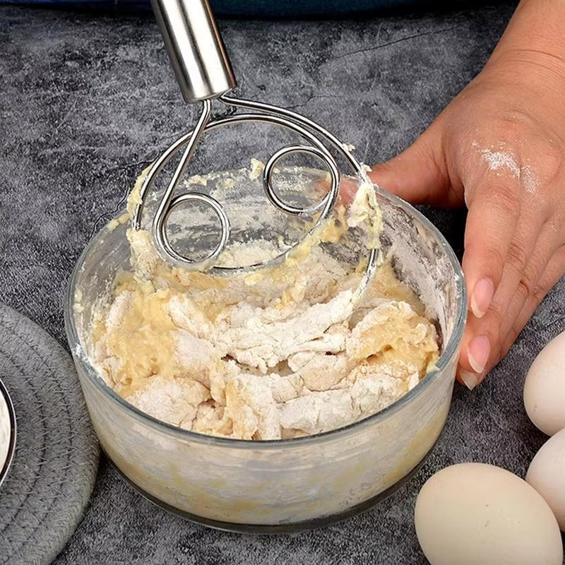 Dänischer Edelstahl Schwingbesen Spiral Rühr Teig Schneebesen zum Kochen / Backen - Silber