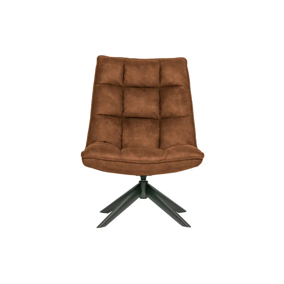 WOOOD Jouke Draaifauteuil - Kunstleer - Cognac - 97x70x85