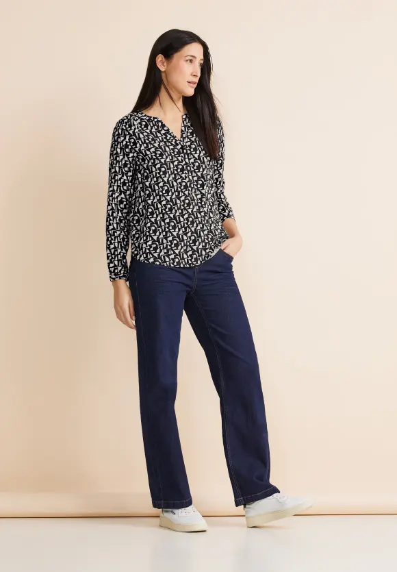 Minimalprint Bluse - deep blue