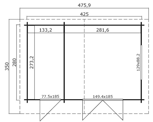 Tuinhuis Keila 34 inclusief vloer, 475,9 x 350 cm, lichtgrijs